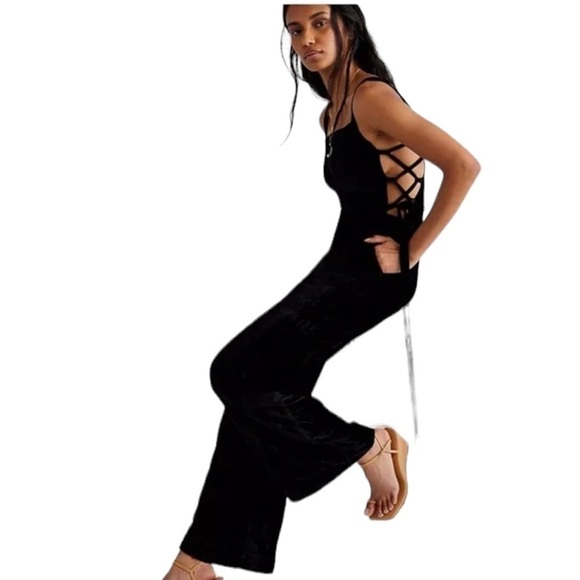 NWT FREE PEOPLE 90’s FOREVER OVERALLS BLACK - Picture 8 of 14